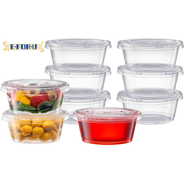 E.FOR.U [200 Sets 3.25 Oz.] Cups With Lids, Small Plastic Condiment
